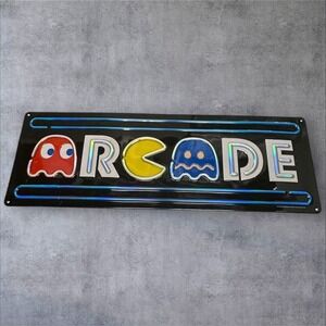 ARCADE Metal Embossed Sign PAC MAN MIDWAY ARCADE VIDEO GAME ATARI 7" x 20"